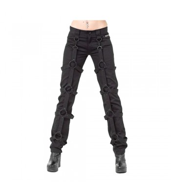 Unisex Long Pant Circles Black Bondage Pants Buckles Detachable Trousers